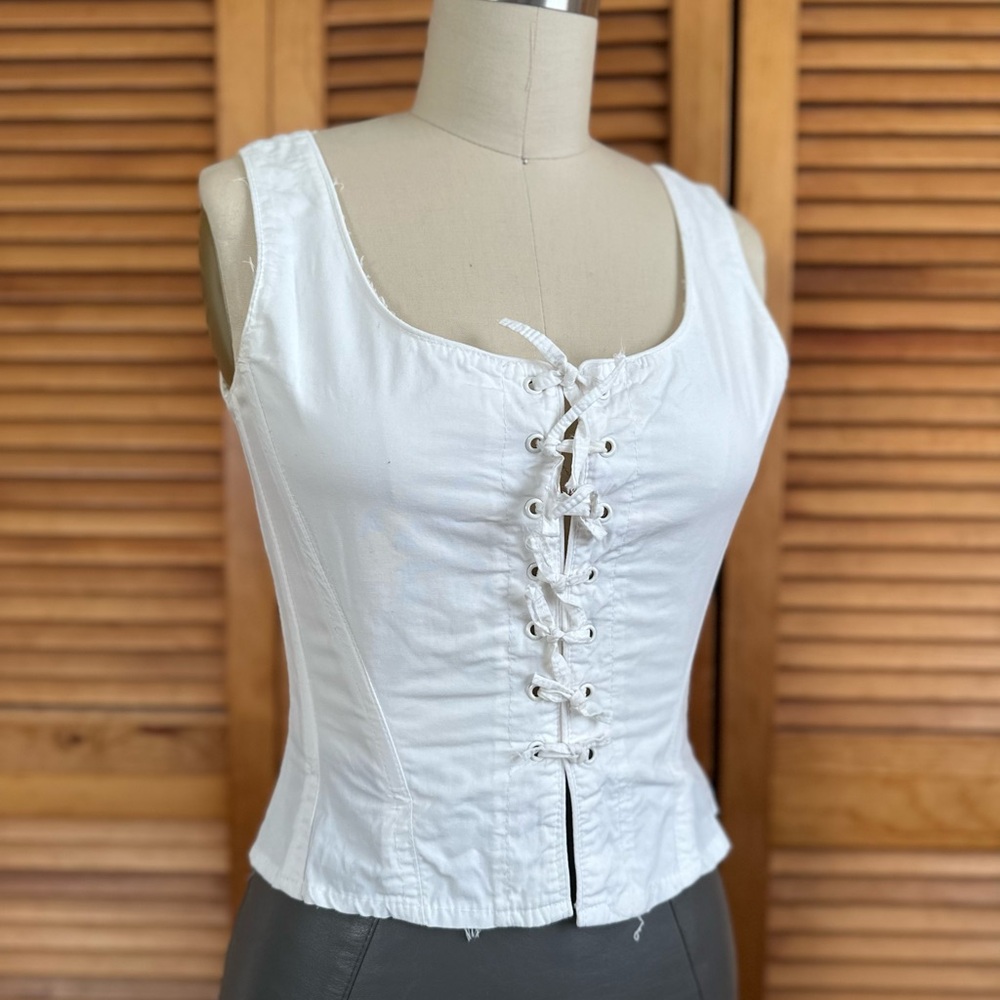 White Lace-Up Corset Top